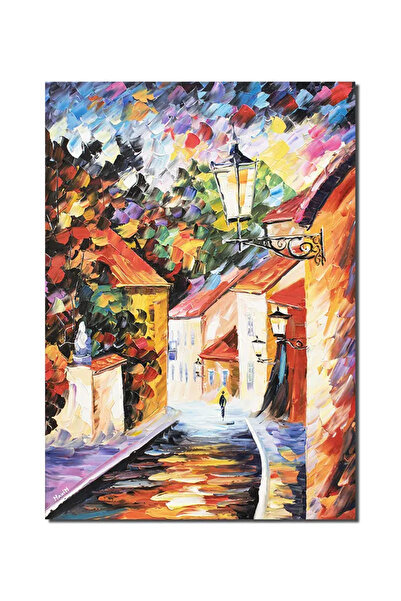 artnova На улица с фенери, 70x50см ръчно рисувана маслена картина върху платн...