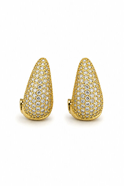 Jack Ferrero Yellow Color Zircon Stone Stylish Drop-Shaped Women's Earrings
