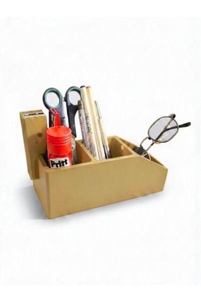 usin Wooden Color Plastic Multi-Purpose 3 Compartment Desktop Home Office Study Desk Pen Holder Paper Clip Holder Pencil Box