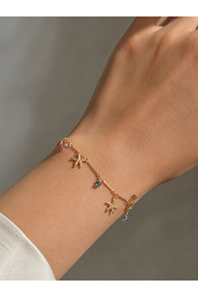 MODA MANANI Gold Color Summer Women's Bracelet with Starfish Figure and Color...