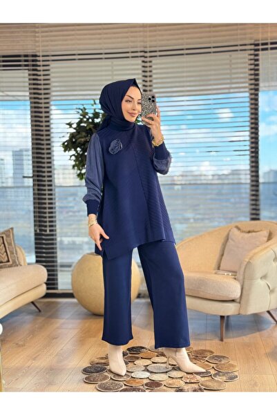 vivalolita 285 Sleeves with Fabric Roses Tunic Navy Blue