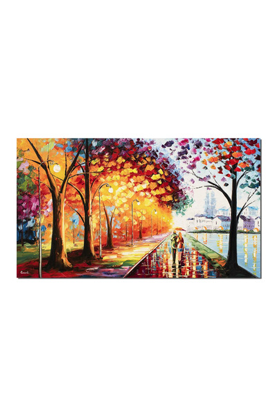 artnova Tablou indragostiti GIGANT pictat manual dormitor, living, Este seara...