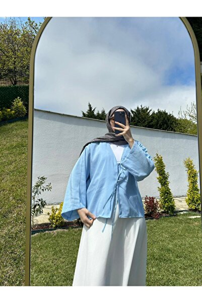 HEWANK Tie-Front 2-Tie Kimono Shirt Modern Hijab Stylish New Season Over-Skir...