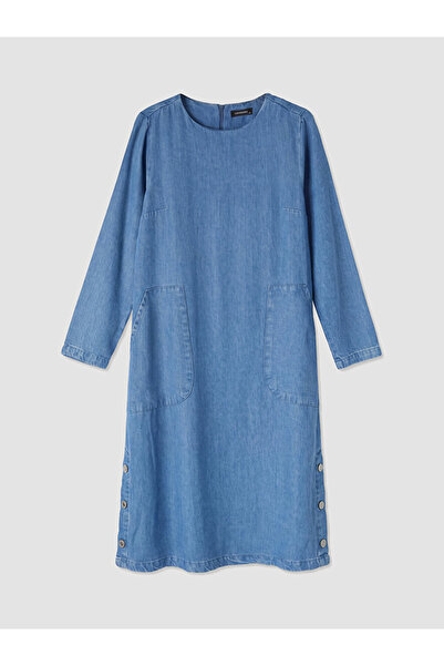 LC Waikiki Lcw Everyday Indigo Crew Neck Jean Dress