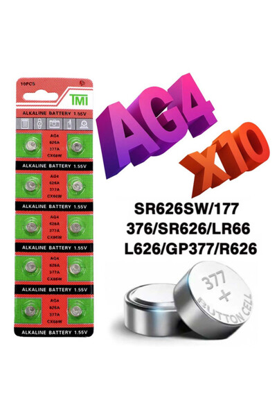 VeeShop Watch Battery Top Bottom Set of 10 AG4 Alkaline Batteries type LR626,...