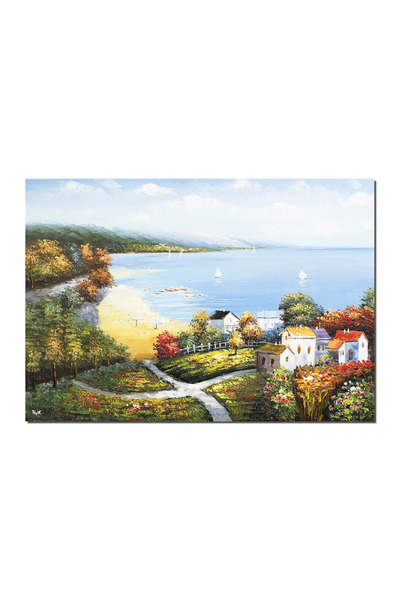 artnova Ръчно рисувана морска пейзажна картина, Мечтателни изгледи, 100x70см ...