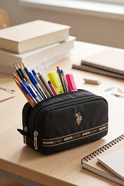 U.S. Polo Assn. PLKLK 24193-24197-24241-24243 حقيبة أقلام رصاص بفتحتين، حقيبة...