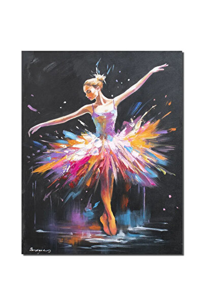 artnova Tablou pictat manual, Balerina, gratie, 90x70cm ulei pe panza in cuti...