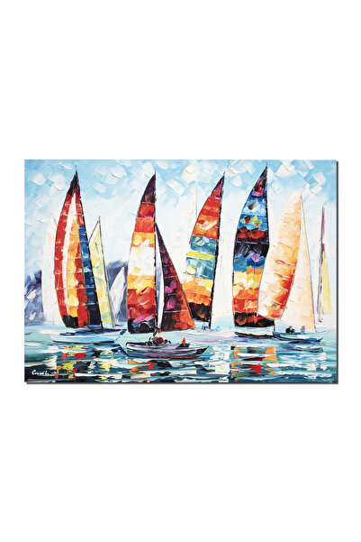 artnova Ръчно рисувана картина, Ветроходно състезание, 70x50см, маслени бои в...