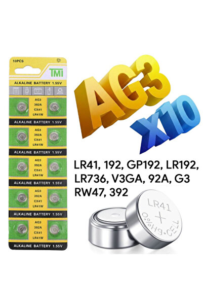 VeeShop Baterie AG3 Blister Baterii AG3 Alcaline tip LR41, LR736, 384, 392,1....