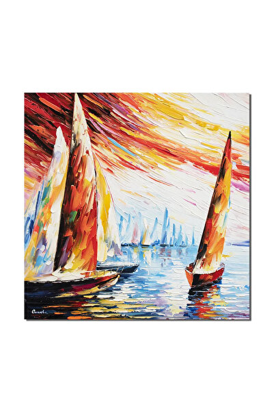 artnova Ръчно рисувана картина, Ветроходно състезание, 50x50см, маслени бои в...