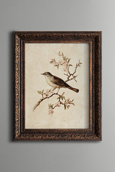 epiqart Birds and Flowers on a Branch - Vintage Patterned Painting - Thick Model
