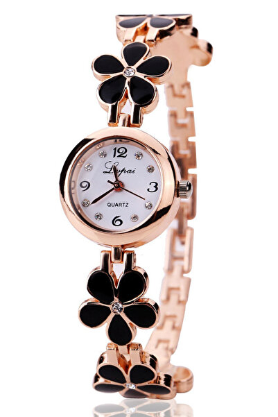 VeeShop Ceas de dama elegant, curea metalica cu flori delicate si cristale