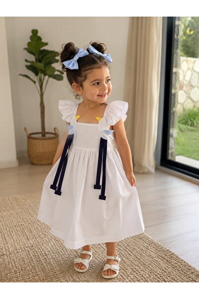 Little Toucan White dress with birds