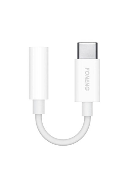 FONENG Cablu audio Jack 3.5mm la USB Tip C pentru telefoane și tablete 1M Alb