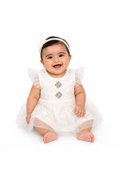 Generic Children's Dress with Tulle Skirt and Lace Applique for Special Occas...