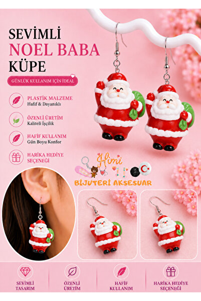 himi bijuteri aksesuar Cheerful Cute Santa Claus Figured Dangle Earrings Ligh...