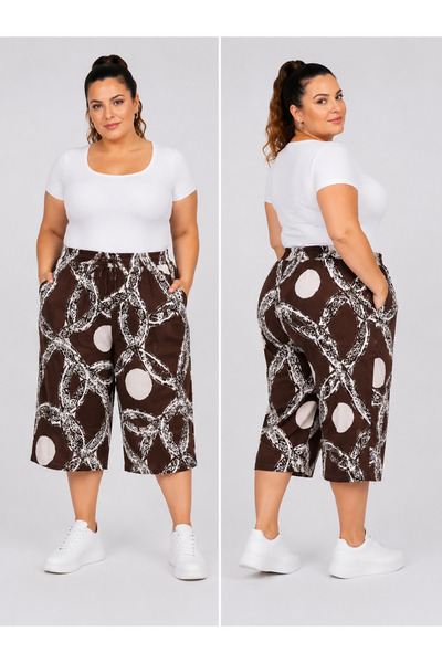 Trendline Women's Plus Size Printed Colorful Capri Shorts