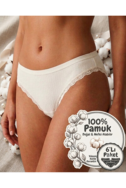 Özten İç Giyim Nefes Alan Kumaş % 100 Soft Pamuk Dantelli Brazilian Bikini Ka...