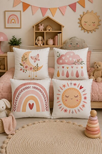 EVPANYA Set de 4 huse de pernă pentru copii și bebeluși cu model Sky Icons