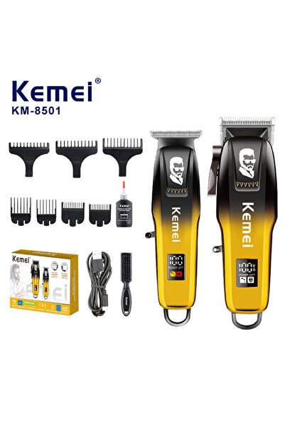 Kemei Set Profesional KM-8501 Masina de Tuns, Contur, Display LED, Incarcare ...