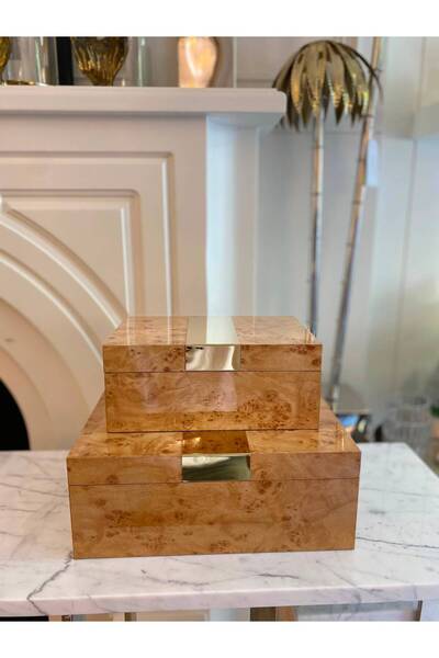 Dekordan House Imported 2-Piece Cream Wooden Decorative Box