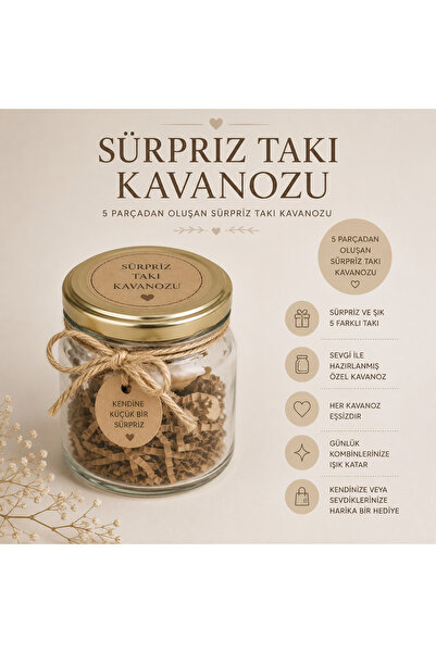 JAMMY JEWERLY Sürpriz Takı Kavanozu – 5 Parça Özel Takı Seti