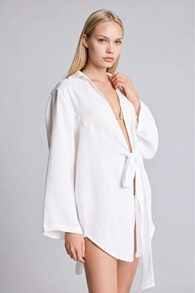 DeFacto 100% Cotton Regular Fit Muslin Light Pink Beach Dress H8030Ax26Sp