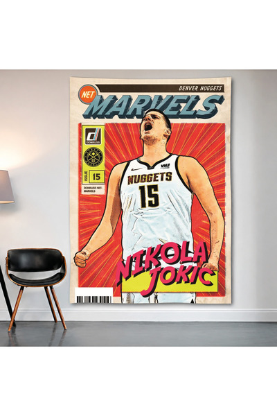 Geek Cultcha Nikola Jokić Wall Covering Wall Tapestry First Quality Satin Fab...