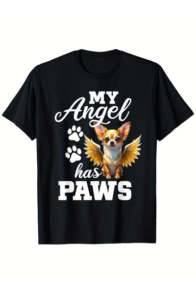 135 تي شيرت للجنسين بتصميم My Angel Has Paws Chihuahua Memorial Dog، 100% قطن...