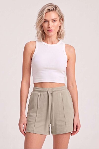 OBJE Women's Stone-Embellished Shorts with Striped Front Pockets