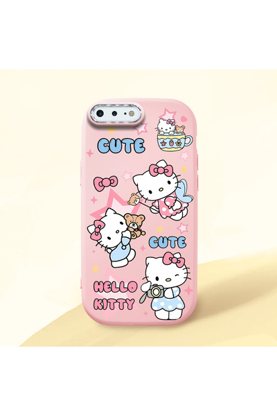 Hontinga iPhone 8 Plus Uyumlu Kılıf kamera koruyucu Pembe Silikon Couple Tele...