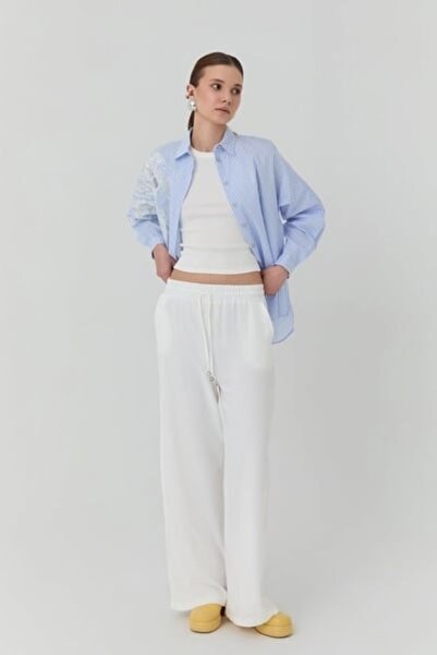 Quzu Women's Canvas Trousers 70858 Ecru