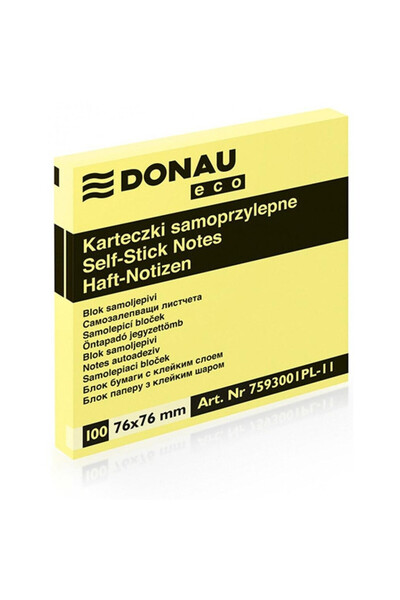 donau Bloc notes adeziv 76x76 mm, notite autoadezive, 100 file, galben deschi...