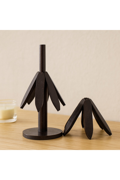 magicool Bamboo Wooden Folding Trivet 20 cm - with Stand, Leaf Pattern (Set o...