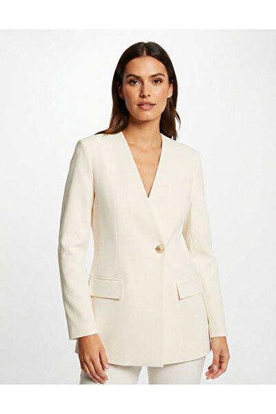 star form Krem Tek Düğme Blazer Ceket