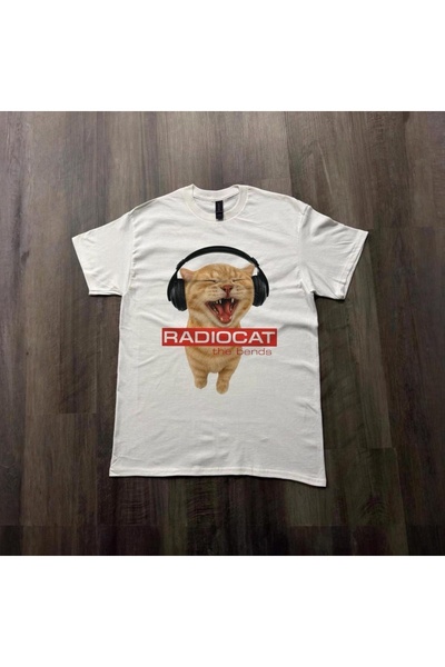 Grafftee Clothing تي شيرت مطبوع عليه صورة قطة للجنسين مقاس كبير