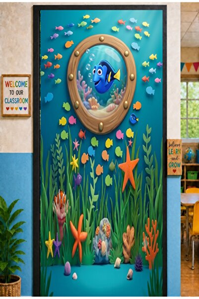 PROMISEBACKDROP2 190X75Cm Elastic Door Decoration, Fabric Door Dressing, Fish...