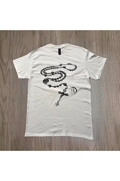 Grafftee Clothing Μπλουζάκι Unisex Oversize με στάμπα Σταυρός Ροζάριο
