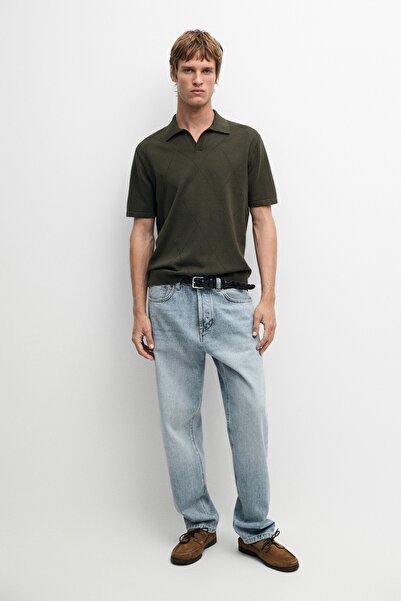 Massimo Dutti %100 pamuklu ters dikişli polo yaka triko