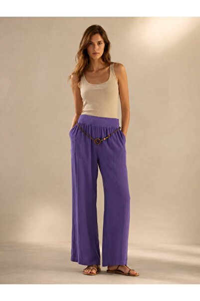Punta Otantik Pts3454 Belted Wide Leg Silva Trousers Purple
