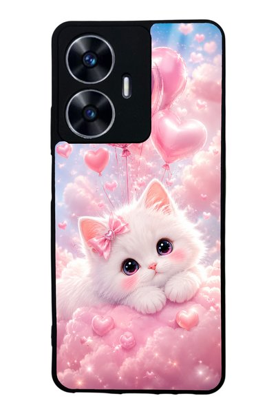 Spoyi حافظة هاتف لامعة بتصميم Realme C55 Cupid Cloud Kitty