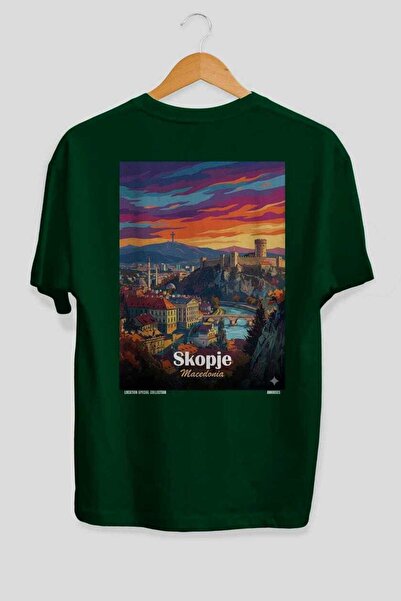 Ankhises Σκόπια Μακεδονία Πράσινο Oversize Country City T-Shirt με στάμπα στη...