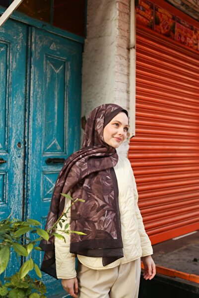 ENRİCO FERRİ Allure Tulip Pattern Tencel Shawl - Dark Brown