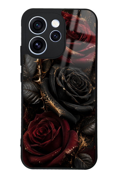 Spoyi Oppo Reno 15 Pro Obsidian Crimson Rose Tasarımlı Glossy Telefon Kılıfı