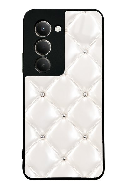 Spoyi حافظة هاتف لامعة بتصميم وسادة ماسية عاجية لهاتف Xiaomi Redmi 15