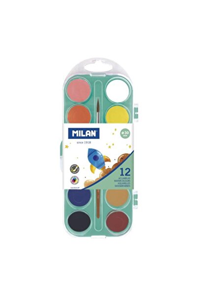 Milan Paleta acuarele, Milan, 12 culori, 30 mm, Multicolor