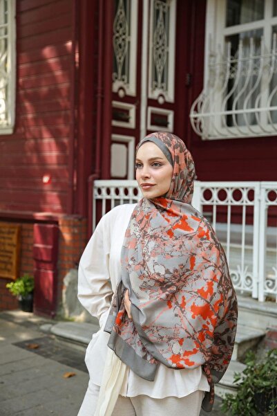 ENRİCO FERRİ Petra Brush Paint Pattern Shawl - Mink