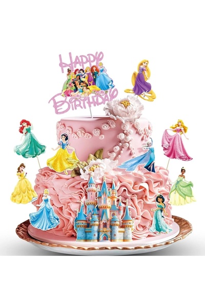 Baloane Vesele Set 11 Toppere Tort Printese si Castel pentru Aniversari Magic...