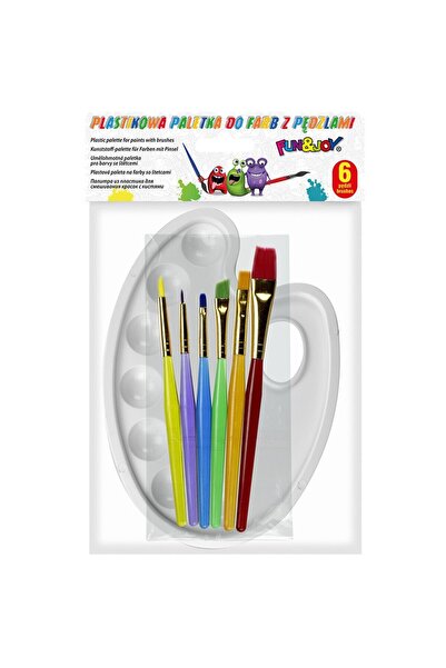 Titanum Set 6 pensule pentru pictură și paletă, Titan, Plat/Rotund, Lemn, Mul...